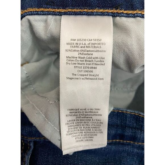Current/Elliott Cropped Straight Leg Jeans Raw Hem Mid Rise Women’s Sz 27 Waist - Picture 5 of 8